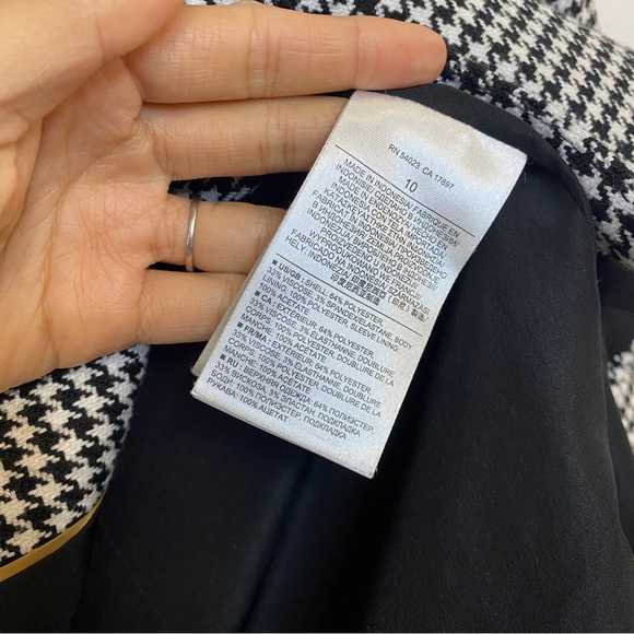BANANA REPUBLIC jacket blazer houndstooth black white - Picture 4 of 5